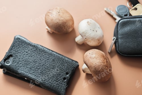 Preview: mycelium leather, bio based sustainable alternative fiber made of mushrooms. plant fibres textile