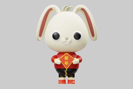 Preview: Cartoon rabbit new year figurine