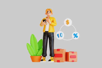 Preview: Man with phone and boxes