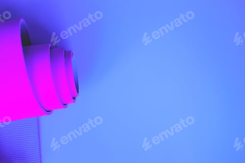 Preview: Bright purple yoga mat on a blue background.