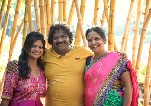Preview: Happy Indian family at outdoors, Enjoying holiday in park.