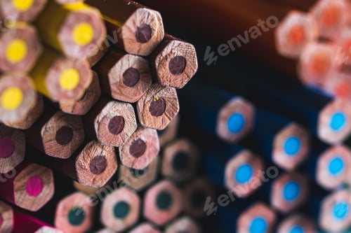 Preview: Colored pencils background. Drawing, hobby, occupation