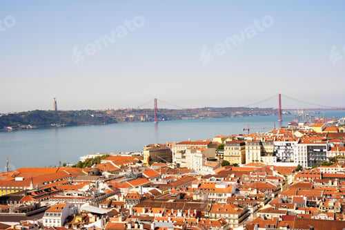 Preview: Panoramic view of the rooftops of traditional houses next to the river