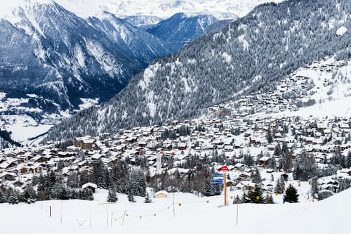 Preview: Winter view on the valley in Swiss Alps, Verbier, Switzerland