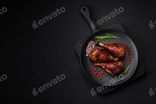 Preview: Delicious grilled chicken legs with spices and herbs in teriyaki sauce