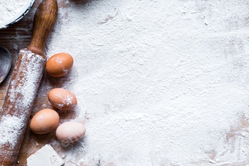 Preview: The process of cooking, wooden background, top view