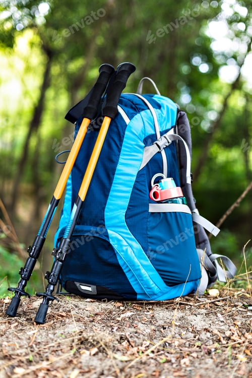 Preview: backpack and trekking poles
