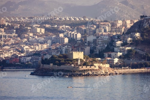 Preview: Homes and Buildings in a Touristic Town by the Aegean Sea. Kusadasi, Turkey