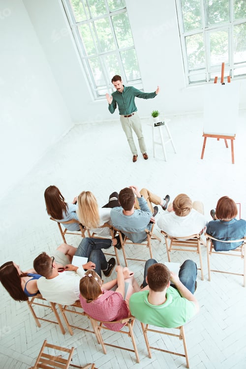 Preview: Speaker at Business Meeting in the conference hall.