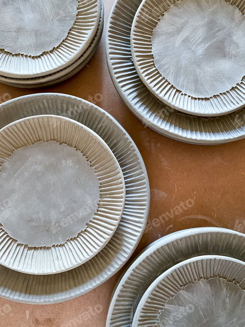 Preview: Stacks of leather hard ceramics