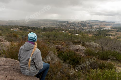 Preview: Girl enjoying the view on the cold autumn day