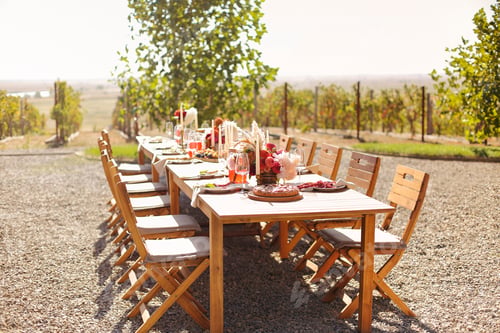 Preview: Empty wineglass on banquet table