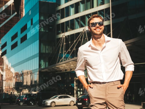 Preview: Handsome man posing outdoors