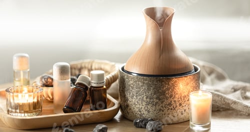 Preview: Spa composition with air humidifier and aroma oils.