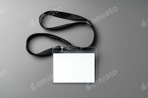 Preview: Blank nametag on gray background copy space