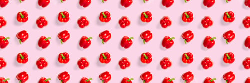 Preview: Bulgarian red pepper on pink backdrop. background not seamless pattern