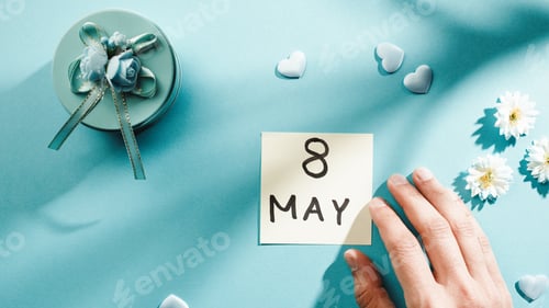 Preview: May 8 Date for Mother's Day on a light blue background