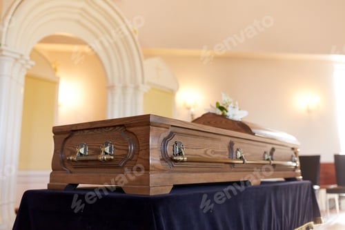 Preview: coffin at funeral in orthodox church