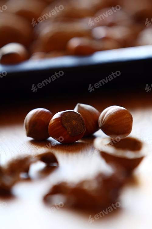 Preview: Close up of fresh walnuts and hezelnuts