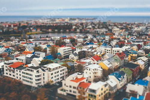 Preview: Tilt shift aerial view of Reykjavik
