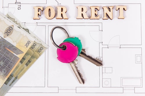 Preview: Home keys and currencies euro on electrical construction housing plan