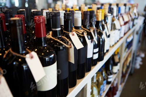 Preview: Bottles Of Wine On Display In Delicatessen