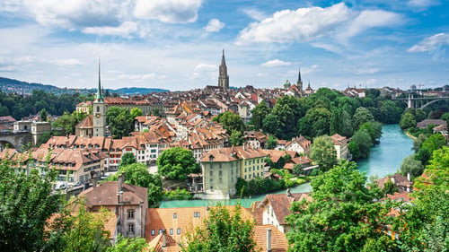 Preview: Bern, Switzerland A Picturesque Panorama of the Old City and Aare River on a Sunny Day
