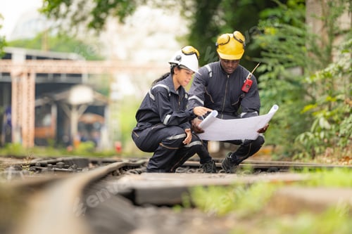 Preview: Railway technicians and engineers, Working on the train tracks at train station