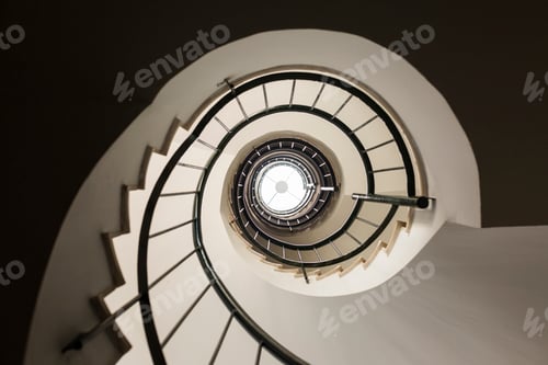 Preview: Spiral Staircase photographed upwards. Indoors. Architecture and design.