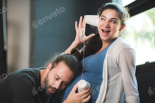 Preview: The family of beautiful pregnant woman and her handsome husband are smiling