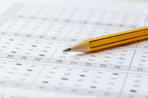 Preview: Pencil marks answers on a scan sheet used for exams or assessments