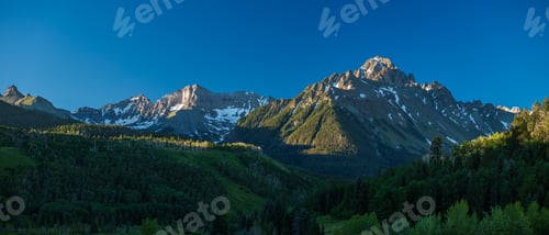 Preview: Mt Sneffels panorama summer sunrise with clear blue skies