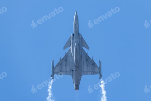 Preview: Fighter Jet Climbing with Vapor Trail in Sky