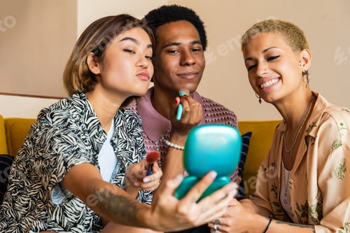Preview: Group of friends bonding at home, LGBTQ and diversity concepts