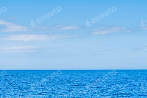 Preview: Blue sea and white clouds on sky. Water cloud horizon background Feeling calm, cool, relaxing, ocean