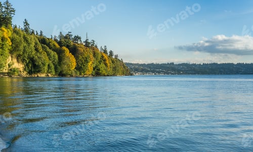 Preview: A View Of The Shoreline At Saltwater State Park In The Autumn.