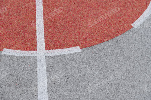 Preview: Basketball colorful sport field with white lines as background. Sports gear without people.