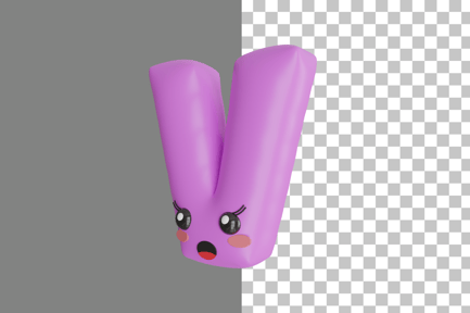 Aperçu: Icône 3D mignonne de la lettre V