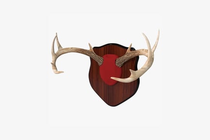 Preview: Rectangular wooden shield with heart and antlers