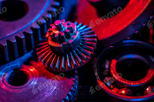 Preview: Gears. Machine part. Neon color