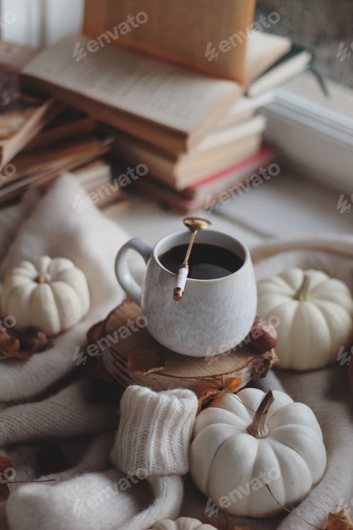 Preview: Cozy Mug of Coffee With Autumnal Decor