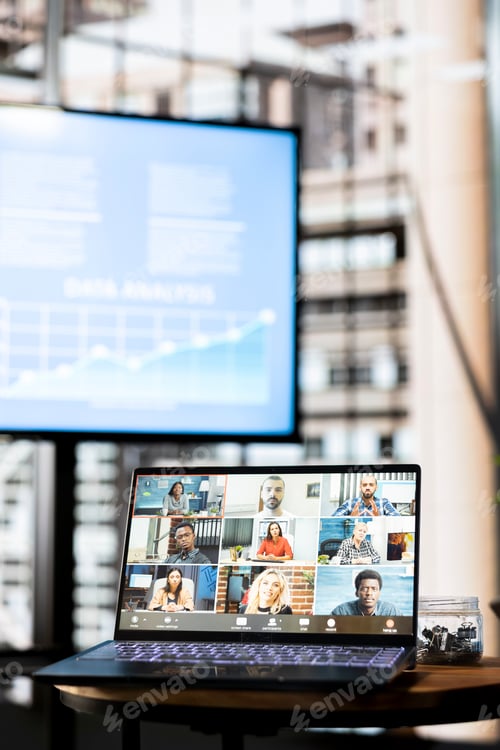 Preview: Entrepreneur talking over internet teleconference meeting with business partners