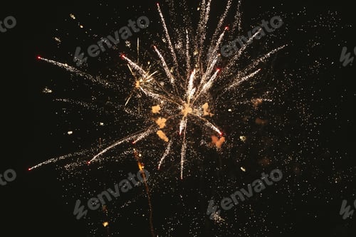 Preview: Fireworks in the sky at night as background