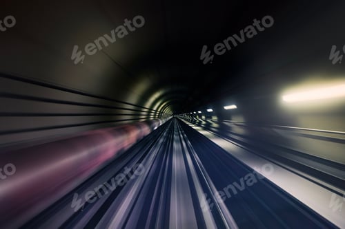 Preview: Railroad track in underground tunnel