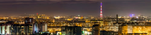 Preview: Panorama of night aerial view of Ivano-Frankivsk city, Ukraine