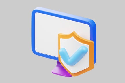 Preview: Protected computer screen checkmark shield