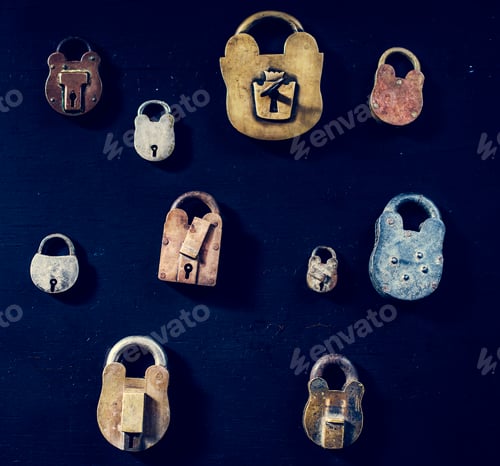 Preview: Padlocks on black background