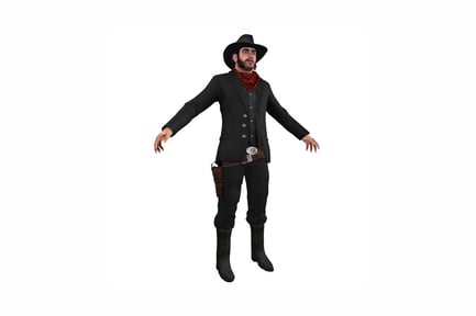 Preview: Cowboy figure in black suit with outstretched arms