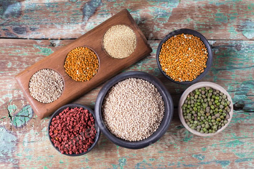 Preview: Different super foods organized as a collection on the table