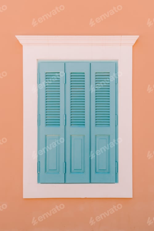 Preview: old Greek shutter window at a Greek village